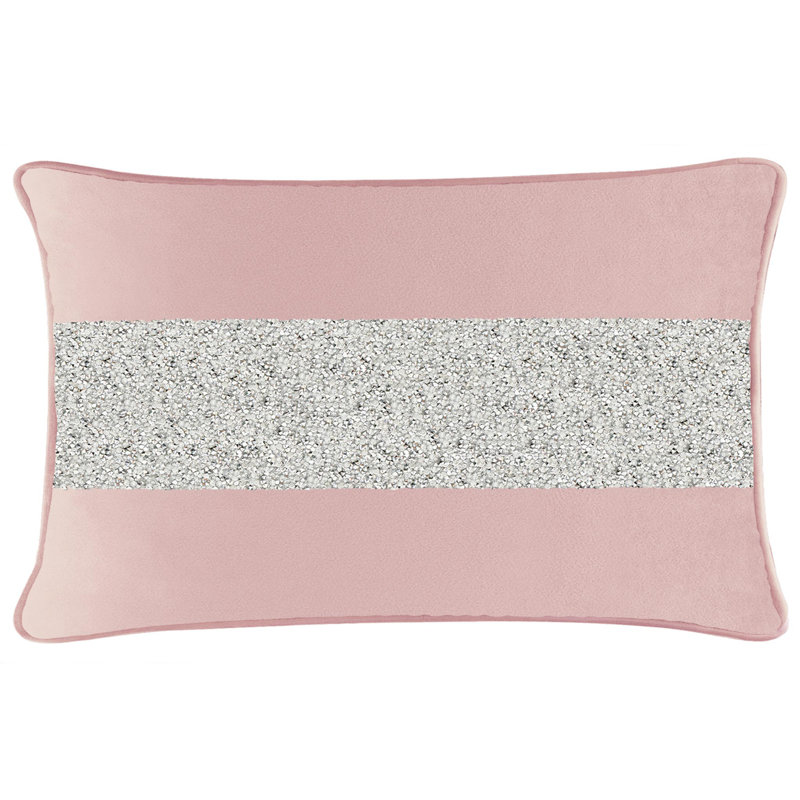 Coussin Sparkles Home Velours | Insertion de plumes, Velours rosé / argent, Rectangular 14"H x 20"W
