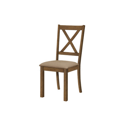 Chaise de salle à manger, ensemble de 2, latérales, rembourrées, cuisine, salle à manger, tissu brun, structure en bois de noyer, transitionnel