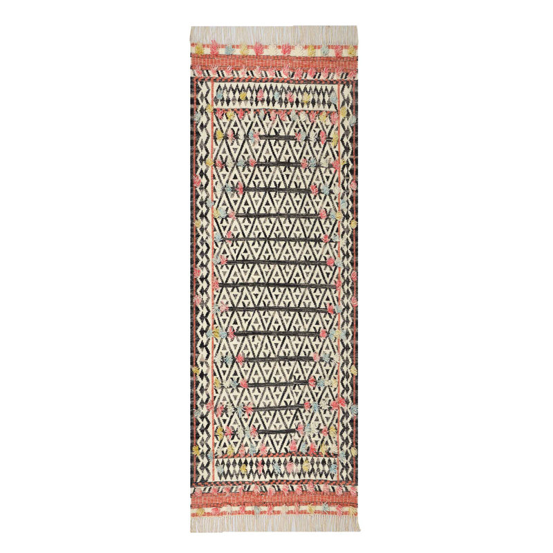 Flamenco Dancing Southwestern Area Rug in Black/White/Red, Runner 2'6" x 7'