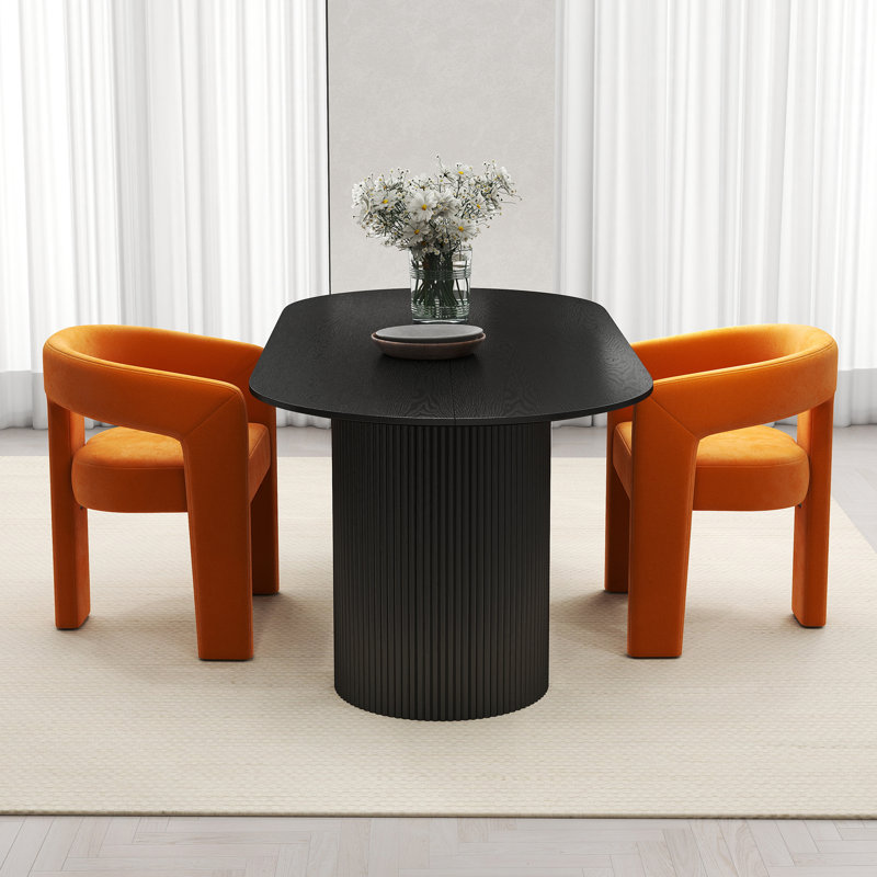 Ensemble de table de salle à manger ovale, 3 pièces: table, 2 chaises, Orange