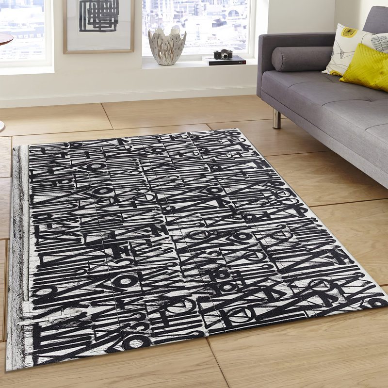 Tapis à motif abstrait non tissé à motif géométrique abstrait, idéal pour les décors modernes et élégants