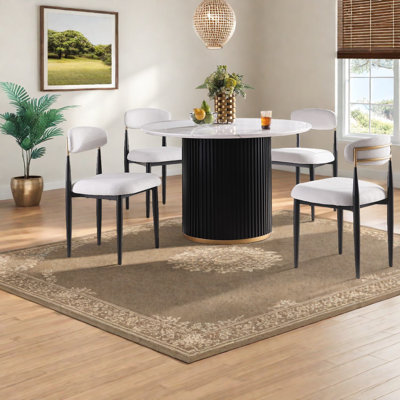 Modern Marble & Metal Dining Table Sets For Small Kitchen & Dining Areas