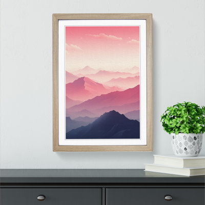 Japanese Mountains Minimalism - Single Picture Frame Print on Wood
