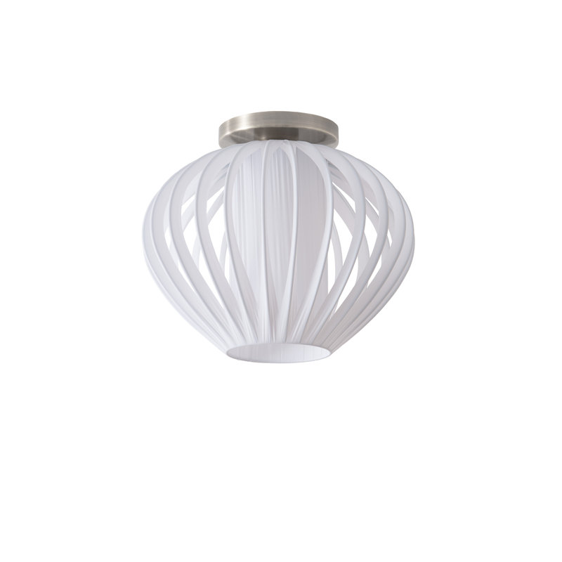 Plafonnier Bloom, abat-jour blanc satiné, nickel satiné, Satin Nickel
