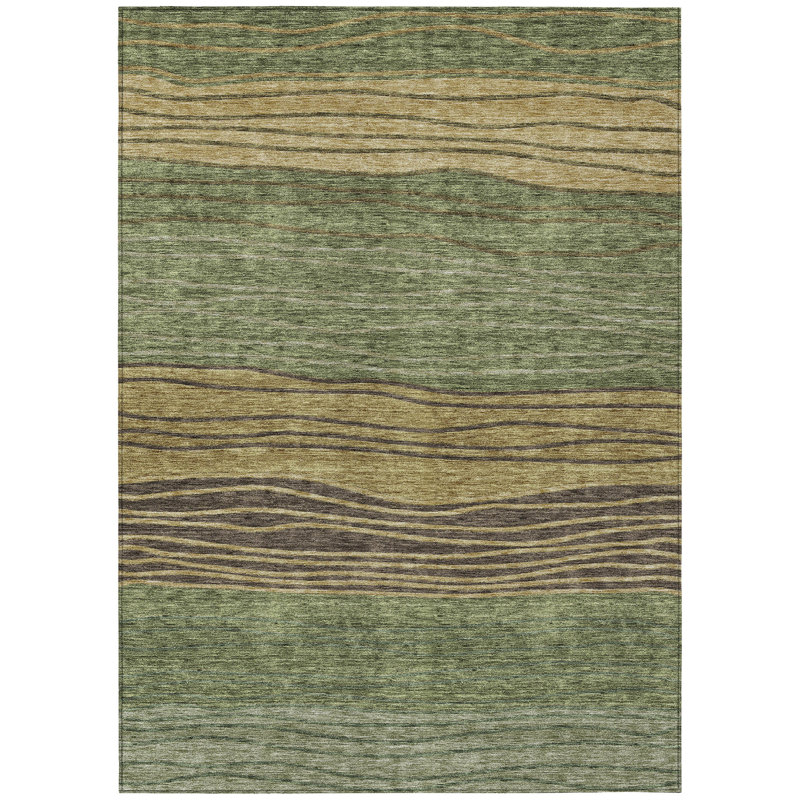 Washable Striped Indoor / Outdoor Rug, Rectangle 2'6" x 3'10"