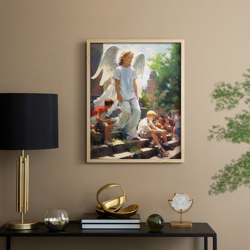 Religious Series CDLX, reproduction encadrée - bois massif, Naturel, H 21 po x l 17 po
