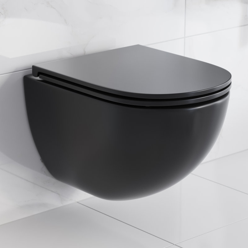 Ensemble de toilette à fixation murale avec plaque de chasse 0,8 / 1,6 GPF St. Tropez, Noir mat / laiton