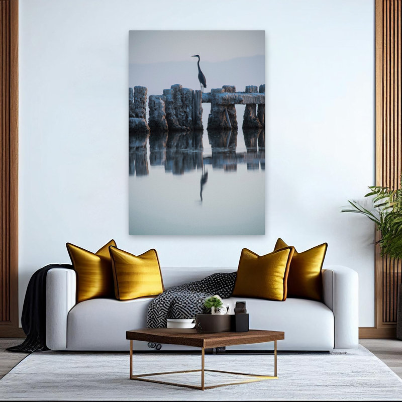 Héron chassant - paysages côtiers, photographie d'animaux, art, H 60 po x l 40 po