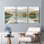 Ensemble de 3 tableaux sur toile représentant un paysage de lac de montagne