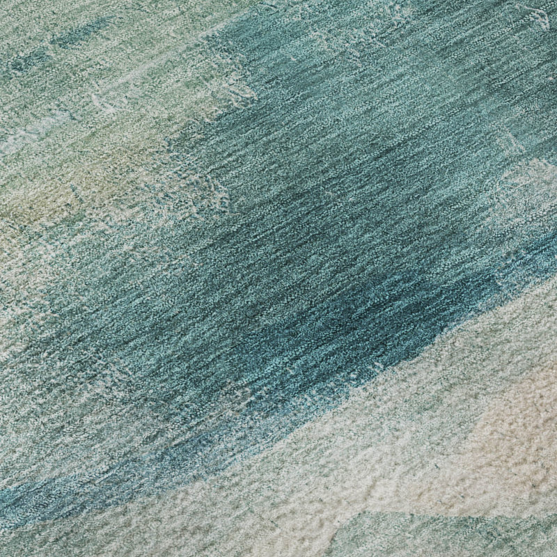 Premium Machine Washable Mayfield Abstract Rug, Teal, 8' Round