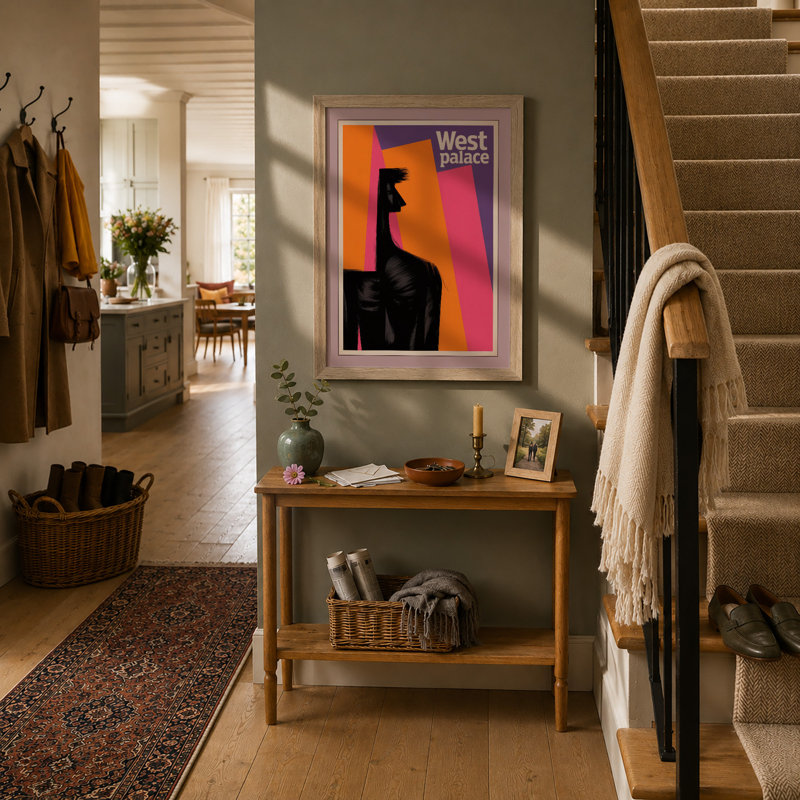 West Palace Giraffe Mid-Century - Framed Print, A1 - 84.1 x 59.4 cm, Oak