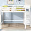 Lit mezzanine double avec rangement intégré et escalier, structure en bois de pin blanc pour la chambre à coucher-1439397551