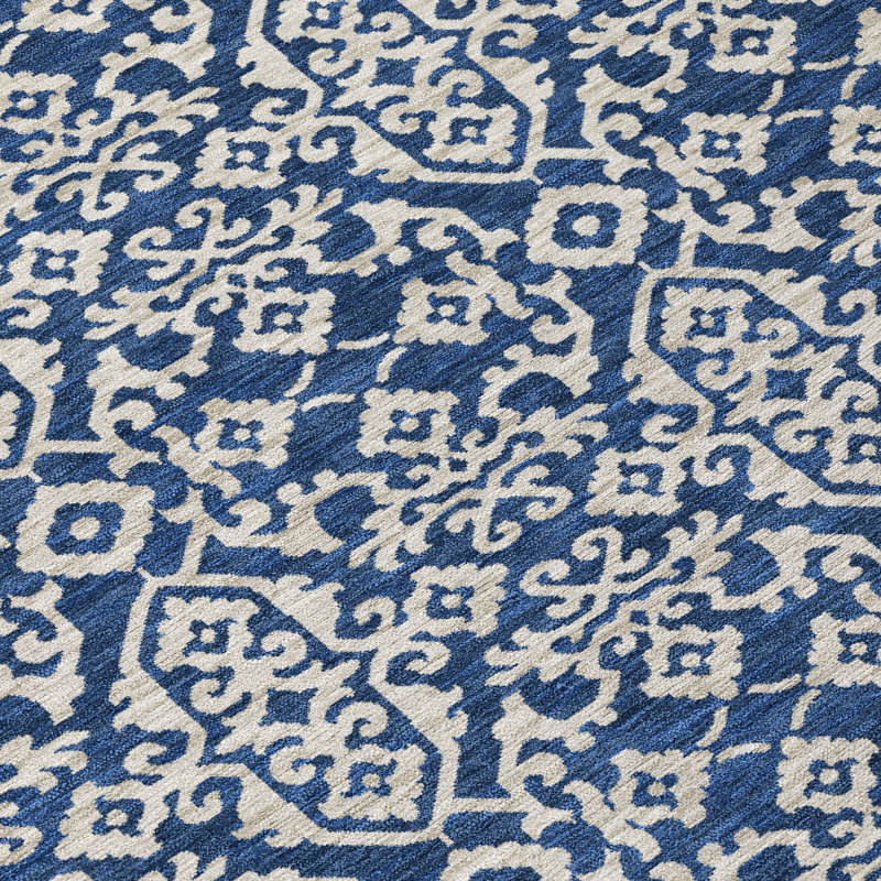 Machine Washable Indoor/Outdoor Chantille ACN2712 Casual Rug, 1'8" x 2'6", Navy