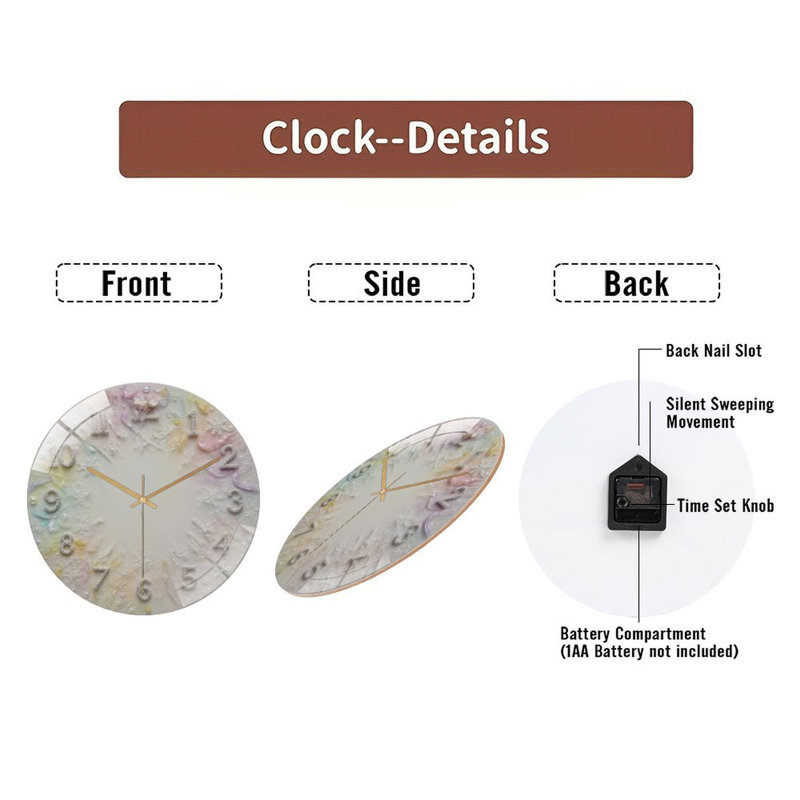 Horloge murale en verre pastel