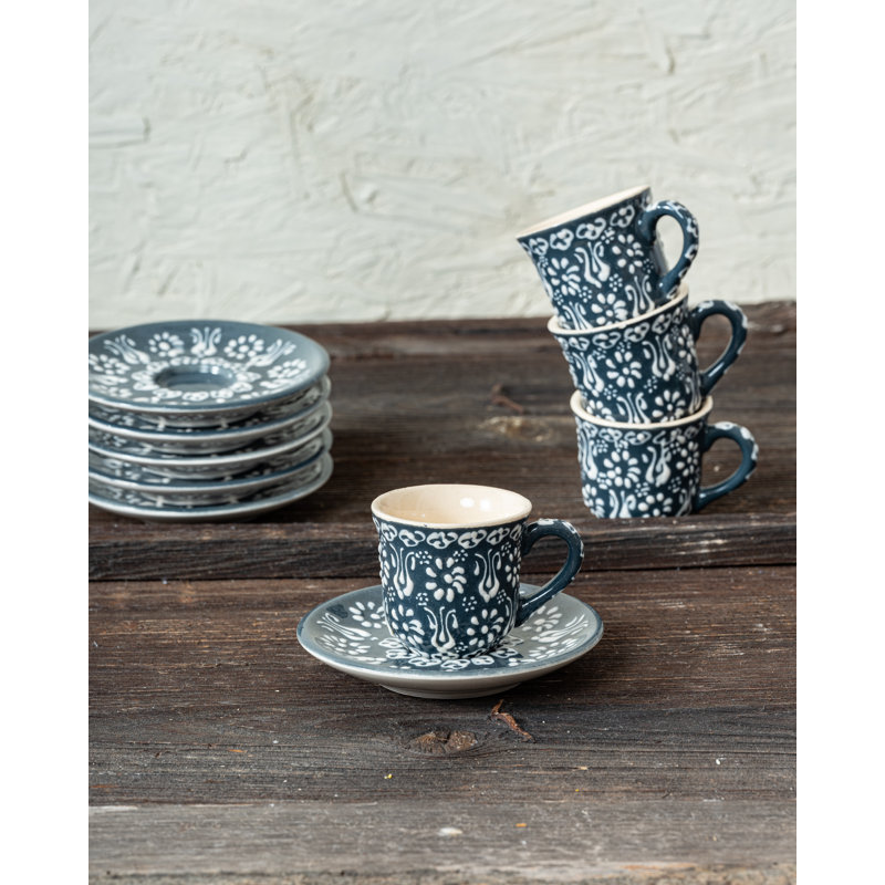 Hand Painted Ceramic Ceramic Espresso Cup, Gray