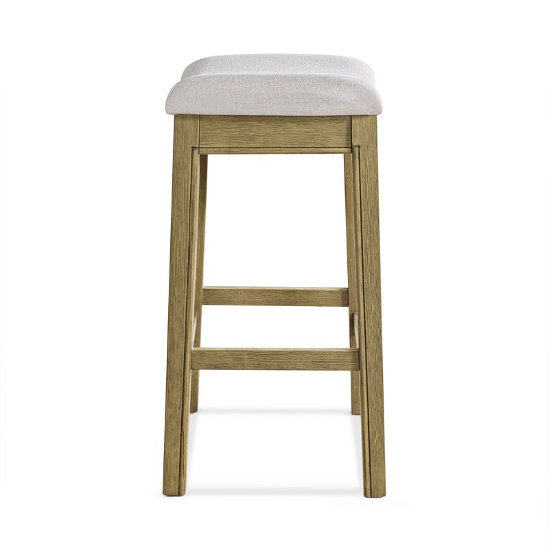  Parker Backless Saddle Counter Stool, Natural, Cream Upholstery, 3 Pack