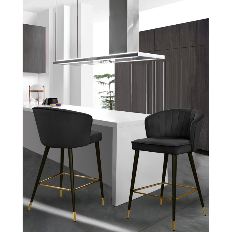 Tabouret de bar 27,3 po Cassie, Velours noir