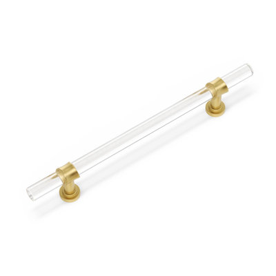 25 Pack 5 Inch Kitchen Cabinet Handles Gold Drawer Pulls Crystal Acrylic with Brushed Brass Handles for Cabinets Dresser Cupboard Wardrobe