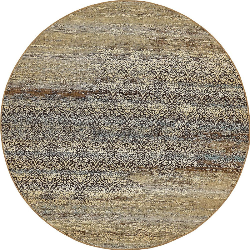 Outdoor Veranda Area Rug Neutral Color, Round 8'