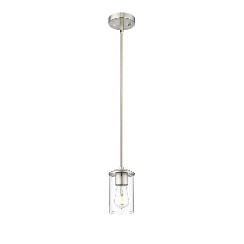 Luminaire suspendu cylindrique 1 lumière Sunnah, Nickel brossé
