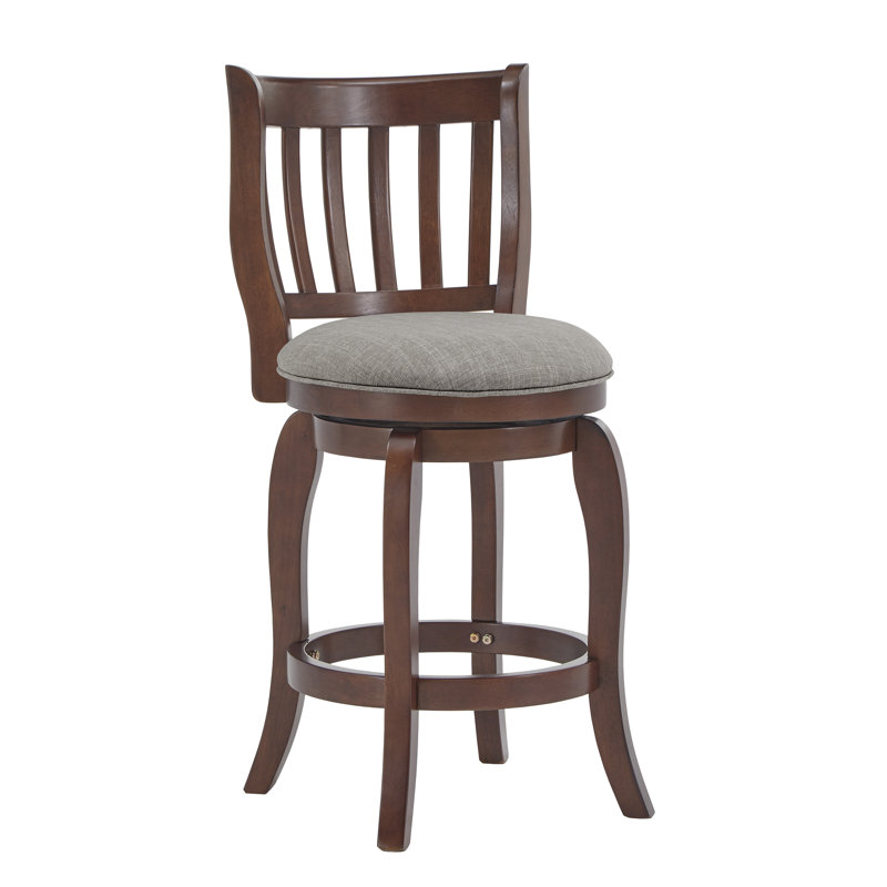 Tabouret de bar et de comptoir pivotant Morgan, Lin gris, Tabouret de comptoir (assise de 24 po de hauteur)
