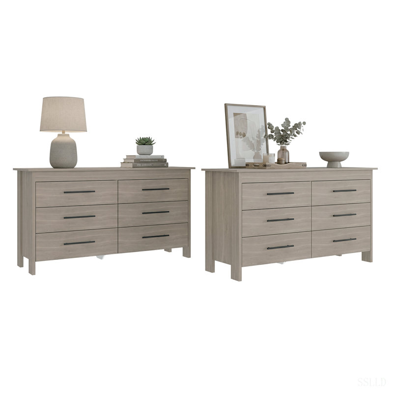 Commode 6 tiroirs, ensemble de 2