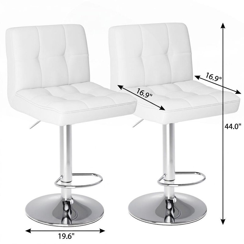 Ensemble de deux chaises de bar pivotantes à hauteur réglable en similicuir et aluminium