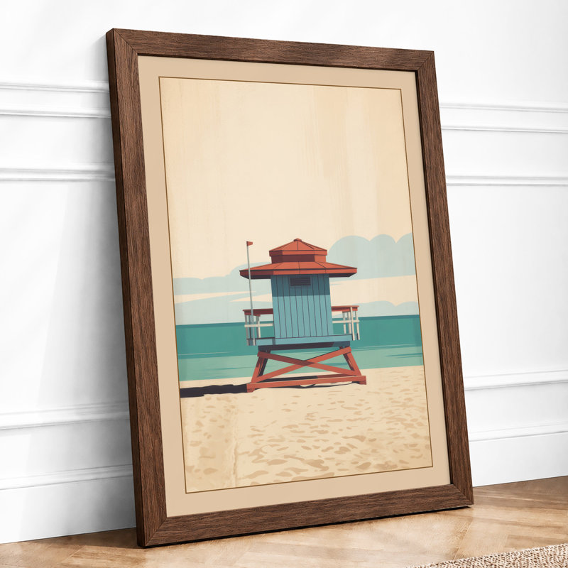 Lifeguard Station At Dusk Coastal - Print, Walnut, A3 - 42.0 x 29.7 cm