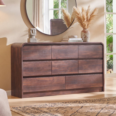Commode moderne à 8 tiroirs pour la chambre à coucher Maud, commode de 55 po de largeur et commode