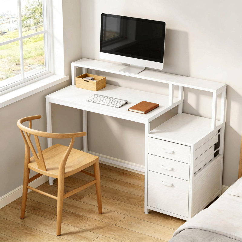 Bureau d'écriture, bureau spacieux, bureau d'ordinateur à deux niveaux
