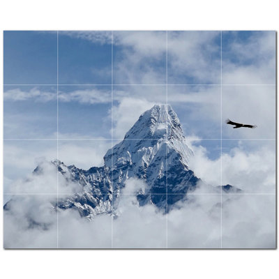 Mountains Photo 4.25'' x 4.25'' Satin Ceramic Decorative Mural