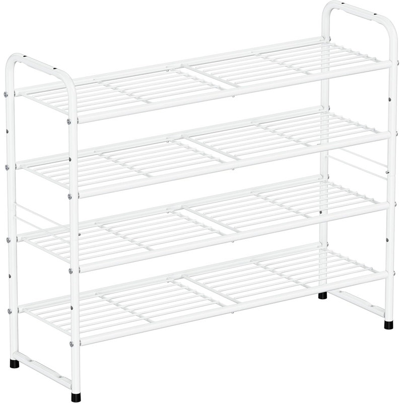 4-Tier 20 Pair Shoe Rack, Metal Stackable Shoe Storage for Closet, White