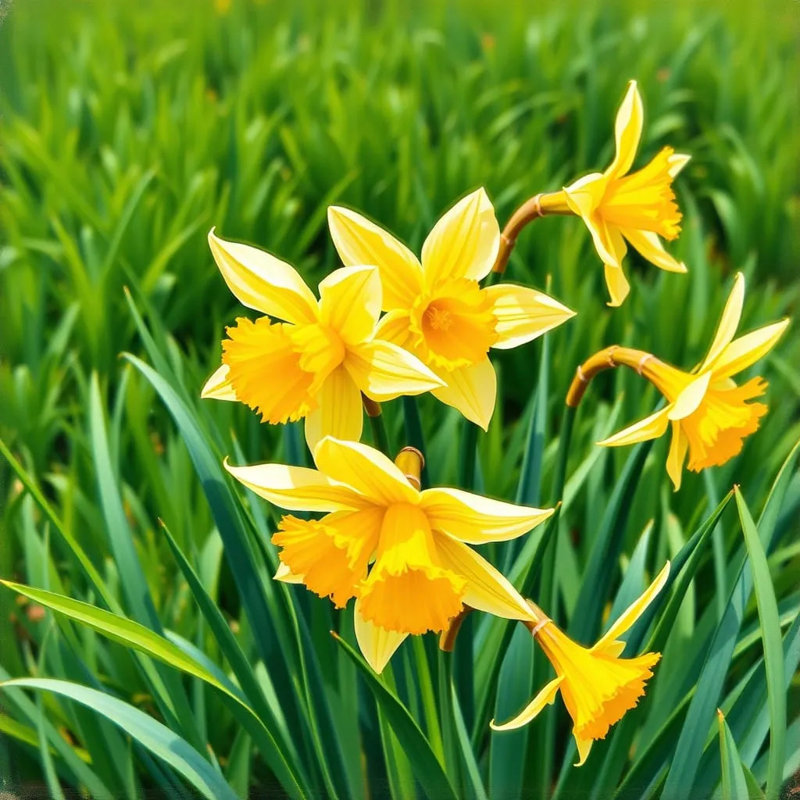 «Golden Bloom Dance - Daffodils in Spring», reproduction sur toile tendue, H 20 po x l 20 po