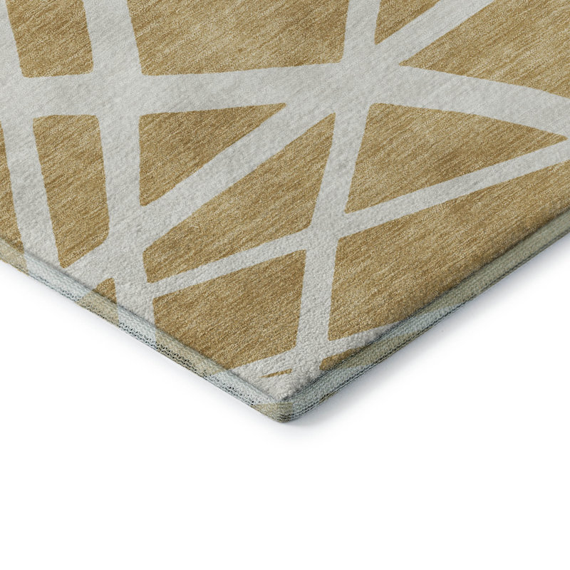 Tapis géométrique de qualité supérieure lavable à la machine Cossette AMF1040, Tapis de couloir 2 pi 3 po x 7 pi 6 po