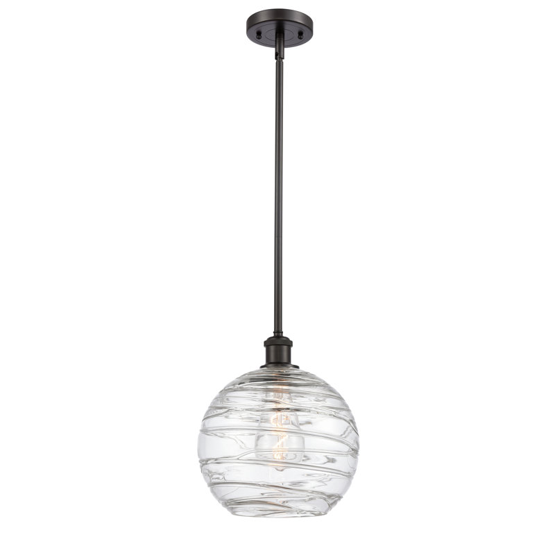Luminaire suspendu en forme de globe à 1 lumière Mott, Bronze huilé, Ampoule DEL 6 watts rétro, H 13 po x l 10 po x P 10 po
