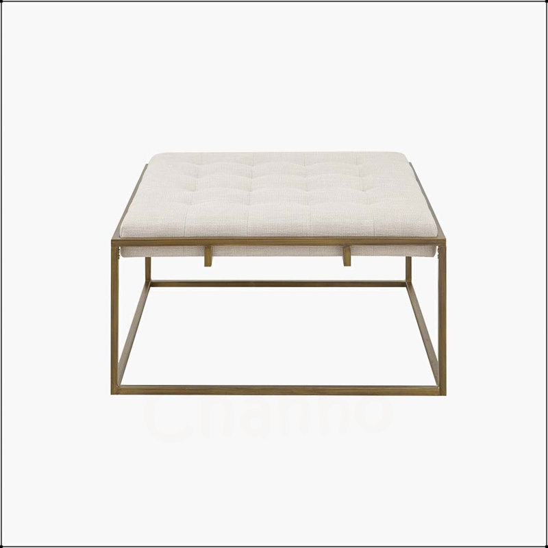 Table basse carrée capitonnée capitonnée à boutons en métal