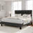 Linen Fabric Upholstered and Wooden Slats Support with Adjustable Headboard-1097297443