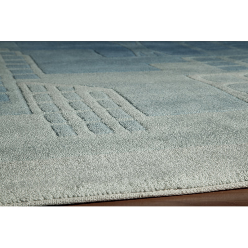 Tapis bleu touffeté à la main Aiyla, Rectangle 5 pi x 7 pi