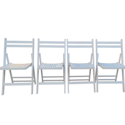 Chaises pliantes blanches en bois massif de 4 personnes - Siège à lattes confortable, pour les événements et la maison, peu encombrant, léger, poids maximal de 220 lb, confort de siège incomparable, n'importe où, limite de charge