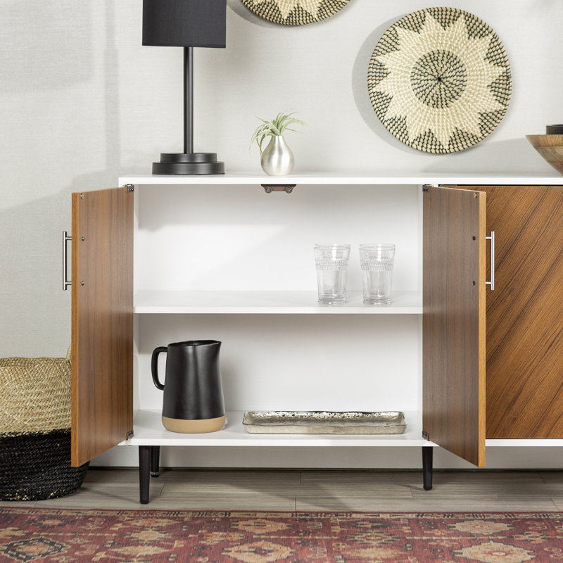 Buffet de porte Mid-Century , Teck / Blanc