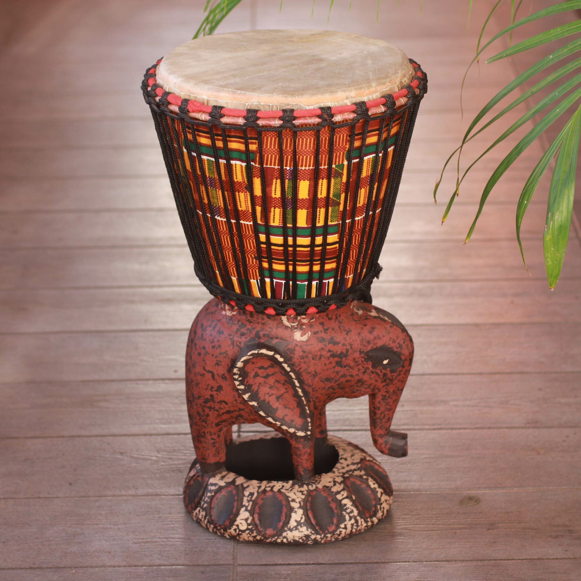 Litton Lane Brown Wood Handmade Djembe Drum Sculpture with Rope