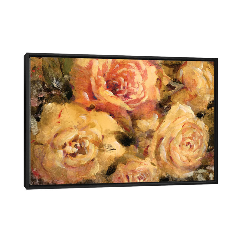 «Floral in Bloom II», reproduction sur toile, H 18 po x l 26 po x P 1,5 po, Toile avec cadre noir, Pas de tapis