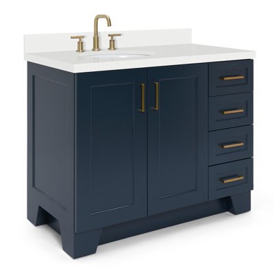 ARIEL TAYLOR 43 IN. LEFT OFFSET SINGLE OVAL SINK VANITY IN GREY