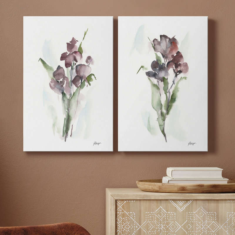 Plum Bouquet I, toile tendue avec châssis de qualité supérieure - prête à être accrochée, H 12 po x l 16 po x P 1 po