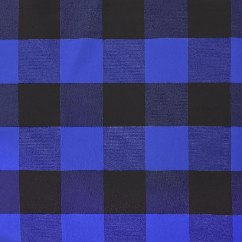 Checkered Tailored Window Valance, Black/Blue, 9"W x 120"L