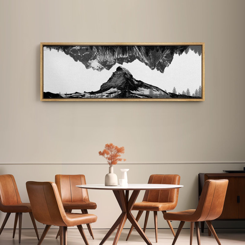 Nature, paysage monochrome, reflet de la montagne, nature abstraite, impression sur toile, H 20 po x l 60 po, Naturel