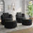Upholstered Swivel Lounge Armchair With Storage Ottoman(Set of 2)-116445857