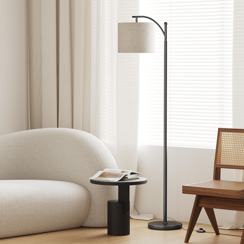 61.4'' Arc/arced Floor Lamp With Foot Switch & 3 Colour Temperatures Bulb, Black