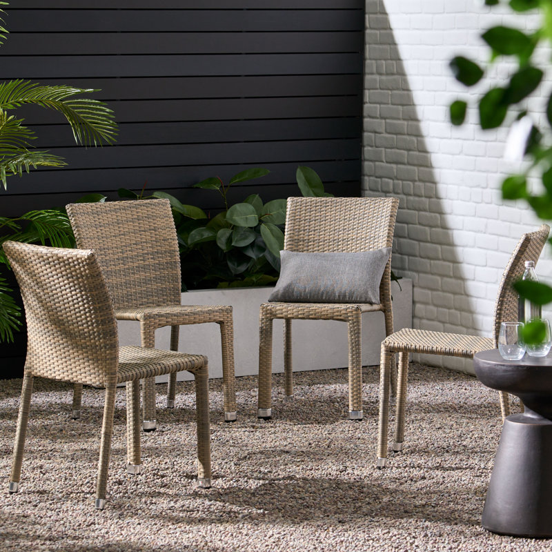 Bronstein Stacking Patio Dining Side Chairs, Chateau Gray