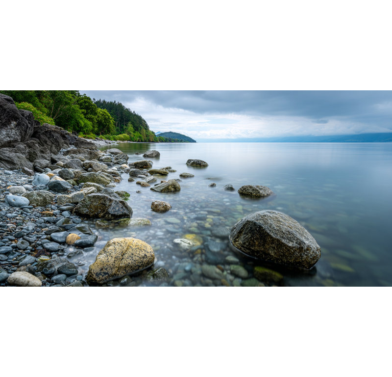 «Quiet Shoreline Morning», art mural sur toile tendue, H 27,5 po x l 55 po x P 1,5 po